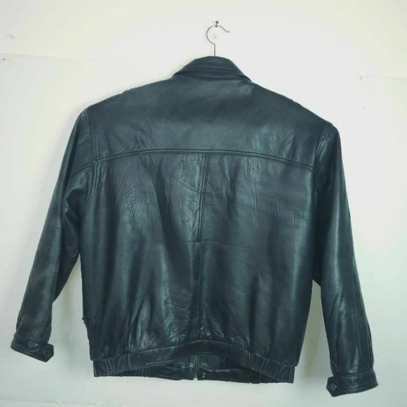 Pierre Cardin Womens Leather Bomber Jacket Black - Picture 2 of 12